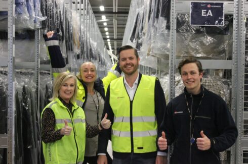 Från vänster Lina Åkesson, Business Development Manager, DB Schenker Logistics, Therese Bethmarker, Implementation Manager, DB Schenker Logistics, Jonas Grönbäck, Logistic Manager, Morris Stockholm och Fredrik Esselin, Supervisor, DB Schenker Logistics.