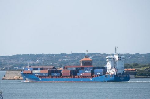 CMA CGM:s fartyg Aries J i Göteborgs hamns hamninlopp. Bild: Göteborgs Hamn AB.