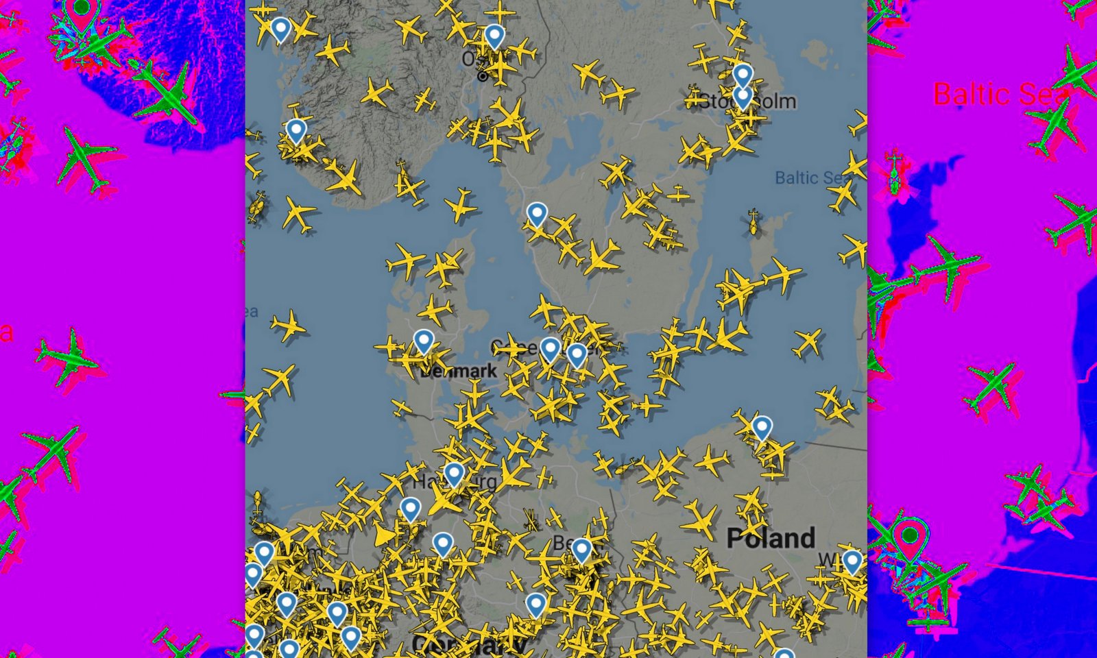 Trafikdensiteten över svenskt luftrum är lägre än i övriga Europa.