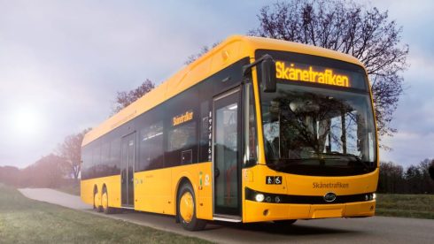 Sveriges första eldrivna regionbuss. Foto: Mikael Leijon.